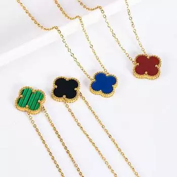 Ожерелье из нержавеющей стали с четырьмя листами клевера, универсальное, легкое, роскошное, для пожилых людей, с цепочкой на ключицу, женское ожерелье красный