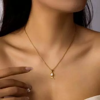 Ожерелье из нержавеющей стали с цветком тюльпана для женщин, модное ожерелье с цепочкой из кошачьей кости и циркония, ювелирные аксессуары