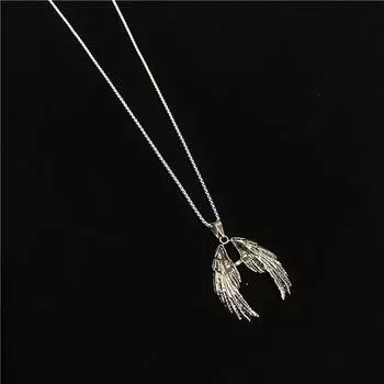 Ожерелье из нержавеющей стали с двойными крыльями в европейском и американском стиле, мужское универсальное платье для прыжков в стиле хип-хоп властного стиля