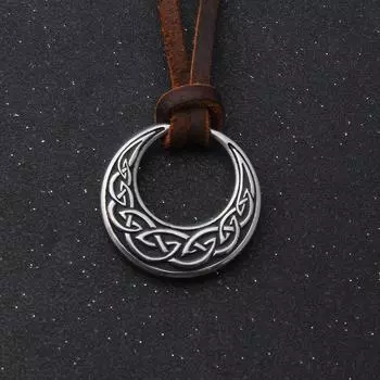 Ожерелье из нержавеющей стали с круглым кулоном в виде кельтского узла для мужчин и женщин - регулируемая цепочка викингов с амулетом скандинавского трикветра, языческая