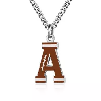 Ожерелье из нержавеющей стали с подвеской Rugby 26 Initials AZ для мужчин и женщин в индивидуальном спортивном стиле