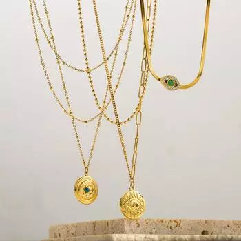 Ожерелье из нержавеющей стали с подвеской в виде глаза дьявола, нишевый дизайн, круглая монета