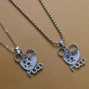 Ожерелье из нержавеющей стали с серебряной цепочкой Sad Mood Mouse для мужчин и женщин, ювелирные изделия, ожерелья