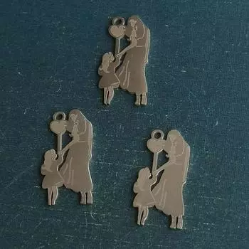 Ожерелье из нержавеющей стали с воздушным шаром для мамы и дочки. серебряный