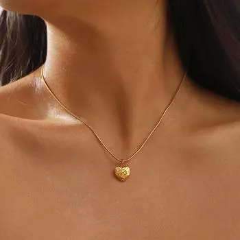 Ожерелье из нержавеющей стали с выпуклым кованым сердцем, легкое, роскошное, простое, ретро, модное ожерелье