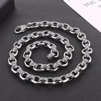 Ожерелье из нержавеющей стали с животным принтом 12 мм для мужчин, очаровательное ожерелье, ювелирные аксессуары 22cm