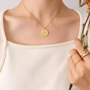 Ожерелье из нержавеющей стали в японском и корейском стиле, женская нишевая конструкция, абстрактный портрет, круглая открытка, кулон, цепочка на ключицу