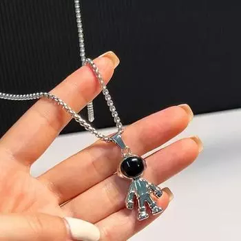 Ожерелье из нержавеющей стали в стиле хип-хоп для мальчиков: Нелиняющий, универсальный аксессуар в стиле джаз-стрит. Medium Astronaut, 60cm