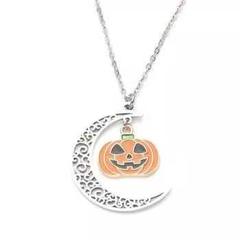 Ожерелье из нержавеющей стали в виде тыквенного фонаря, креативная пугающая тыквенная голова на Хэллоуин