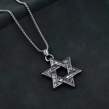 Ожерелье из нержавеющей стали «Звезда Давида Соломона», мужское ожерелье с шестиконечной звездой, еврейские украшения, новогодний подарок Single Pendant