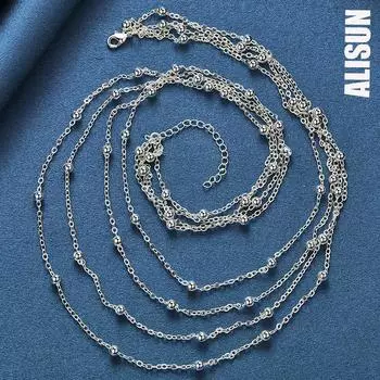 Ожерелье из нескольких цепочек из стерлингового серебра 925 пробы, модные свадебные украшения 45cm