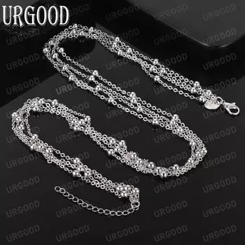 Ожерелье из нескольких цепочек из стерлингового серебра 925 пробы, модные свадебные украшения 45CM