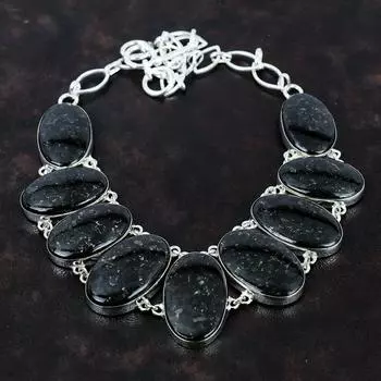 Ожерелье из нууммита, ожерелье из натурального драгоценного камня, ожерелье из стерлингового серебра 925 пробы, регулируемая цепочка, ожерелье из нууммита ручной работы, ювелирные изделия, подарок для женщин Adjustable