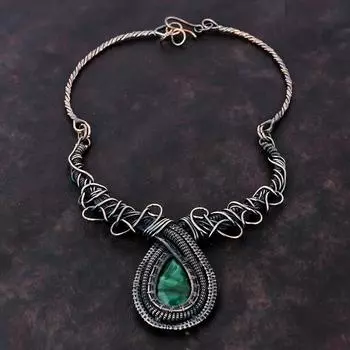 Ожерелье из ограненного замбийского изумруда, регулируемое ожерелье с медной проволокой, ювелирные изделия ручной работы из меди, высококачественное ожерелье из драгоценных камней, свадебный подарок