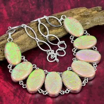 Ожерелье из оранжевого австралийского тройного опала, ювелирные изделия из драгоценных камней, ожерелье из стерлингового серебра 925 пробы, регулируемая цепочка ручной работы, ювелирные изделия из ожерелья Adjustable with 18 inches оранжевый