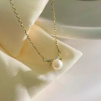 Ожерелье из перекрещенных жемчужин, маленькая подвеска, милая девичья цепочка на ключицу, нишевый дизайн