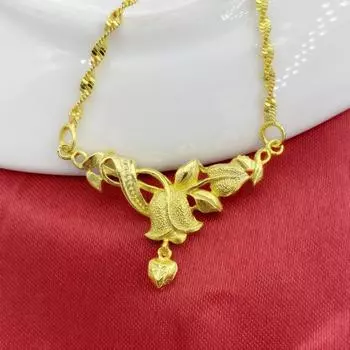 Ожерелье из песочного золота, комплект золотых украшений в виде монеты евро, цепочка, женское модное ожерелье из имитации золота с розой золотистый