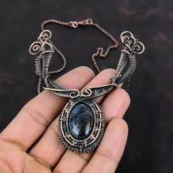 Ожерелье из Питерсита, медная проволока, обернутое ожерелье, ювелирные изделия из Питерсита, ожерелье из драгоценных камней, медные ювелирные изделия ручной работы, женское ожерелье, подарок на помолвку