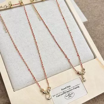 Ожерелье из плетеной тыквы из красного золота для женщин: Ретро, модно и изысканно. Small gold necklace красный