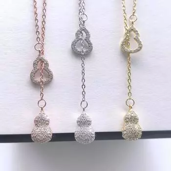 Ожерелье из полой тыквы из стерлингового серебра 925 пробы для женщин, стильная подвеска в виде двойной тыквы, элегантный минималистский дизайн 925 Silver розового золота