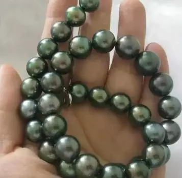 Ожерелье из потрясающего таитянского ЧЕРНОГО жемчуга диаметром 10-11 мм диаметром 18 дюймов