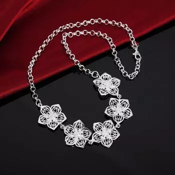 Ожерелье из пяти цветов из стерлингового серебра 925 пробы, свадебные украшения 50cm