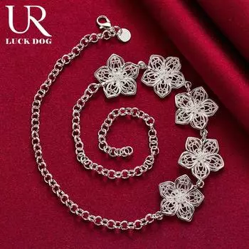 Ожерелье из пяти цветов из стерлингового серебра 925 пробы, модные свадебные украшения 50CM