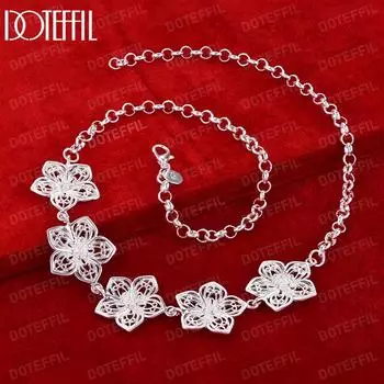 Ожерелье из пяти цветов из стерлингового серебра 925 пробы, свадебные украшения 50CM