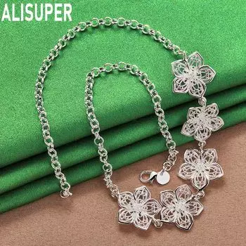 Ожерелье из пяти цветов из стерлингового серебра 925 пробы, свадебные украшения 50CM