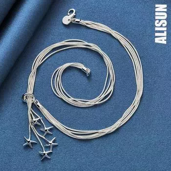 Ожерелье из пяти змей из стерлингового серебра 925 пробы с морской звездой, модные свадебные украшения 45CM