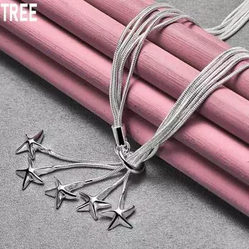 Ожерелье из пяти змей из стерлингового серебра 925 пробы с морской звездой, модные свадебные украшения 45CM