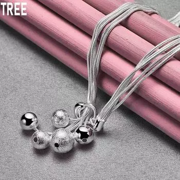 Ожерелье из пяти змей из стерлингового серебра 925 пробы с матовыми гладкими бусинами, модные свадебные украшения 45CM