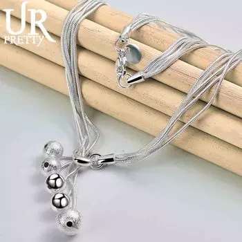 Ожерелье из пяти змей из стерлингового серебра 925 пробы с матовыми гладкими бусинами, модные свадебные украшения 48CM