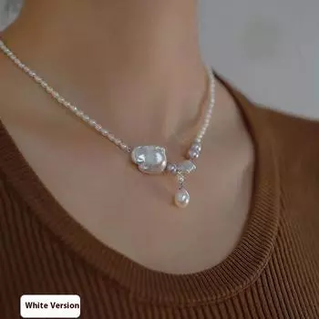 Ожерелье из пресноводного барочного жемчуга, женское, кулон-подвеска из жемчуга особой формы в виде пентаграммы, нишевое ожерелье