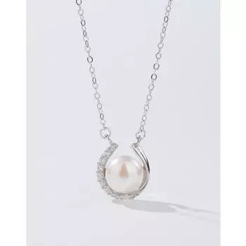 Ожерелье из пресноводного жемчуга для женщин, стерлинговое серебро 925 пробы, светлый роскошный маленький дизайн, новый кулон-цепочка с высоким смыслом 40cm