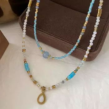 Ожерелье из пресноводного жемчуга с лунным камнем не выцветает, дизайнерская нишевая цепочка на ключицу, французская романтическая цепочка на шею, аксессуары высокого класса