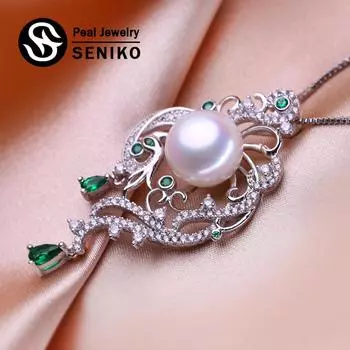 Ожерелье из пресноводного жемчуга SENIKO с кубическим цирконием, модное геометрическое ожерелье с птицей Феникса для женщин белый