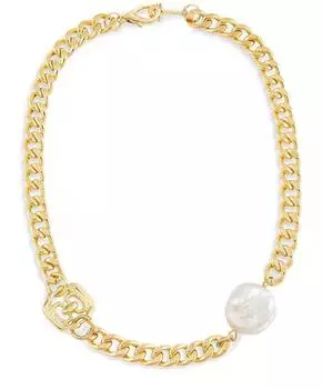 Ожерелье из пресноводного жемчуга, женское, с пуговицами, бусами, в стиле барокко, кубинская цепочка, цепочка на ключицу, ювелирные изделия