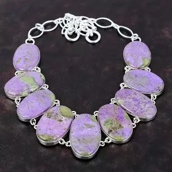 Ожерелье из пурпурита Изящные ювелирные изделия из драгоценных камней Ожерелье из стерлингового серебра 925 пробы Регулируемая цепочка Ожерелье Ювелирные изделия из пурпурита ручной работы Подарок на помолвку