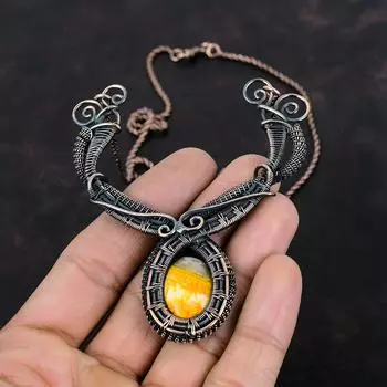 Ожерелье из яшмы из медной проволоки, ожерелье из медной проволоки, ювелирные изделия из шмеля, ожерелье ручной работы, ожерелье из драгоценных камней, медные украшения, свадебные подарки