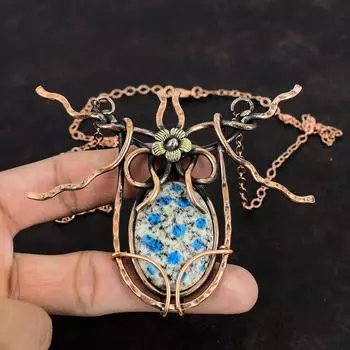 Ожерелье из яшмы K2, ожерелье из медной проволоки, ожерелье с драгоценными камнями, регулируемое ожерелье, ожерелье ручной работы, ожерелье из проволоки, подарок для нее