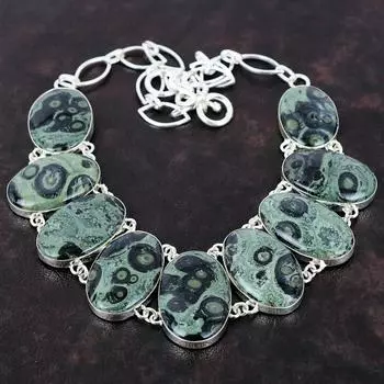 Ожерелье из яшмы Камбаба, ювелирные изделия из драгоценных камней, дизайнерское ожерелье, ожерелье из стерлингового серебра 925 пробы, регулируемое ожерелье-цепочка, ювелирные изделия ручной работы для подарка