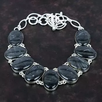 Ожерелье из яшмы Пикассо Ожерелье ручной работы из драгоценного камня Ожерелье из стерлингового серебра 925 пробы Регулируемая цепочка Ожерелье Ювелирные изделия из яшмы Пикассо для подарков Adjustable