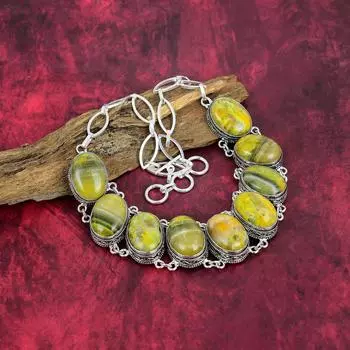 Ожерелье из яшмы шмеля, ювелирные изделия из цельного серебра 925 пробы с драгоценными камнями, ожерелье ручной работы на День матери Adjustable With 18 Inches жёлтый