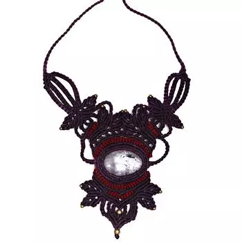 Ожерелье из яшмы в стиле макраме, нить, ручная работа, ювелирное украшение, кулон, драгоценный камень, 20-36 Ad