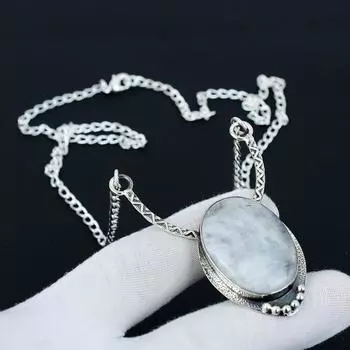 Ожерелье из радужного лунного камня, драгоценный камень из лунного камня, ожерелье из стерлингового серебра 925 пробы, украшения из лунного камня для женщин, ожерелье из лунного камня для подарков 20