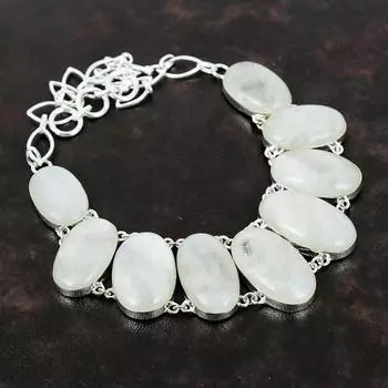 Ожерелье из радужного лунного камня, ожерелье из стерлингового серебра 925 пробы, новые ювелирные изделия, регулируемая цепочка, ожерелье, драгоценный камень, ювелирные изделия ручной работы, рождественский подарок