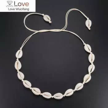Ожерелье из ракушек Conch Seashell, Женские украшения, Летнее пляжное колье из ракушек, бохо-веревочное ожерелье из бисера каури, воротник ручной работы, Женский