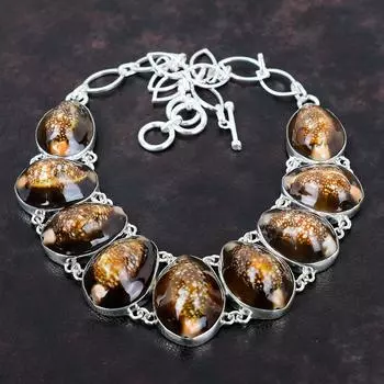 Ожерелье из ракушек каури Ожерелье ручной работы с драгоценными камнями Ожерелье из стерлингового серебра 925 пробы Уникальный дизайн ювелирных изделий Регулируемая цепочка Ожерелье Свадебный подарок Adjustable