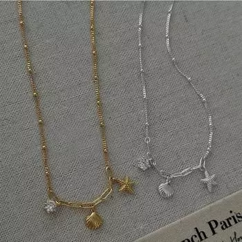 Ожерелье из ракушек-звезд для женщин-меньшинств, праздничный стиль, ошейник, цепочка, повседневный стиль, легкая роскошь, лето серебряный